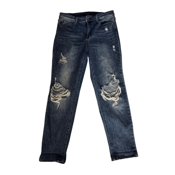 Judy Blue Denim - Judy Blue Boyfriend Fit Distressed Jeans Dark Wash 9/29 Destroyed Denim Women's